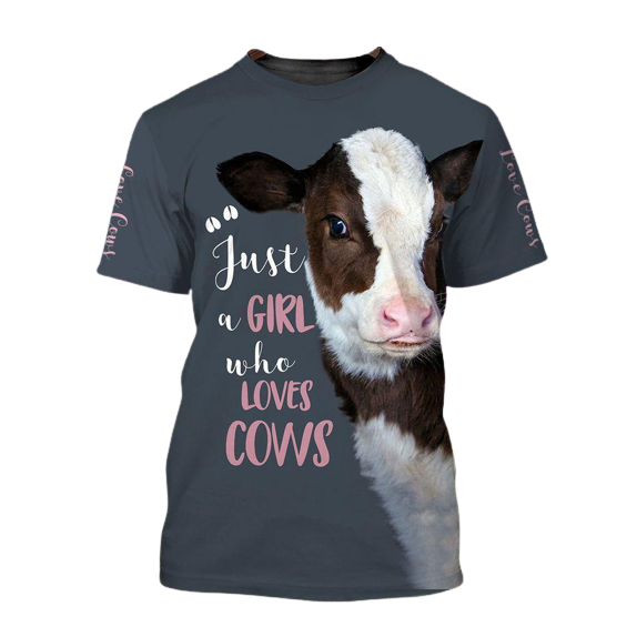 Gifury Cow Shirt Cow Apparel Just A Girl Who Loves Cow Farmer Grey Hoodie Cow Hoodie 2024