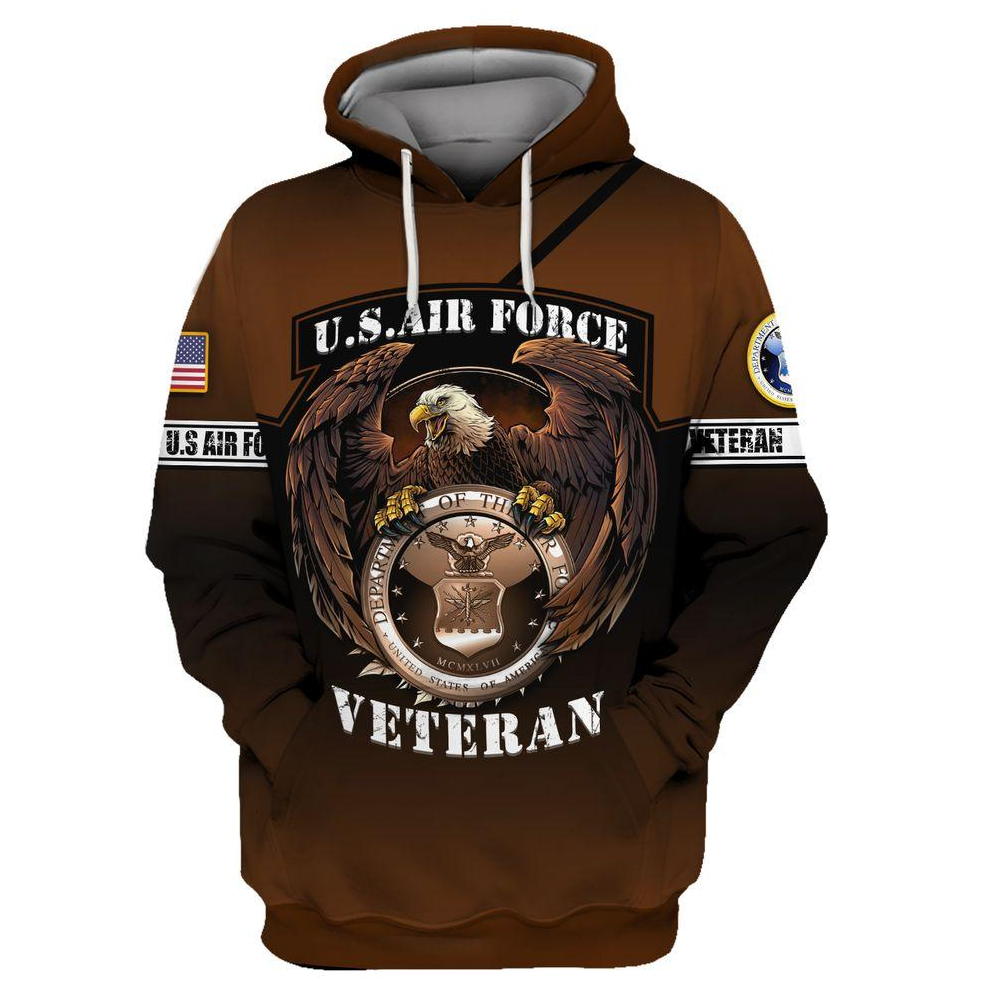 Veteran Hoodie American Military Brown Shirt US Air Force Eagle T-shirt Hoodie