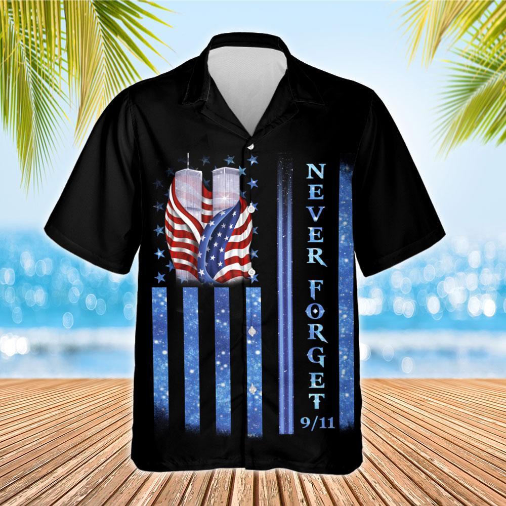 Gifury Patriot Day Hawaiian Shirt 9/11 Never Forget American Flag Black Hawaii Aloha Shirt September 11th Hawaii Shirt Patriot Day Apparel 2022