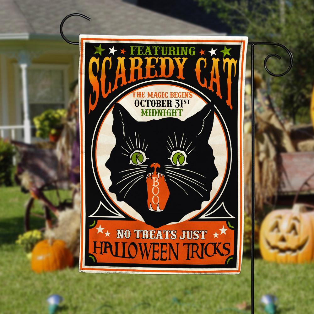 Gifury Halloween Flag Scaredy Black Cat No Treats Just Halloween Tricks House Flag Halloween Garden Flag 2024