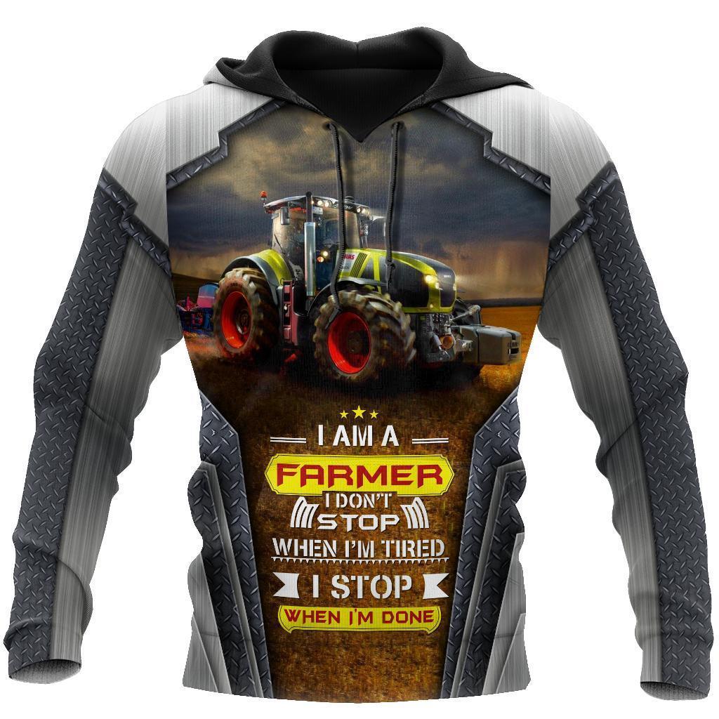 Gifury Farmer Hoodie Farmer Apparel Tractor I'm A Farmer I Don't Stop When I'm Tired I Stop When I'm Done Hoodie 2023