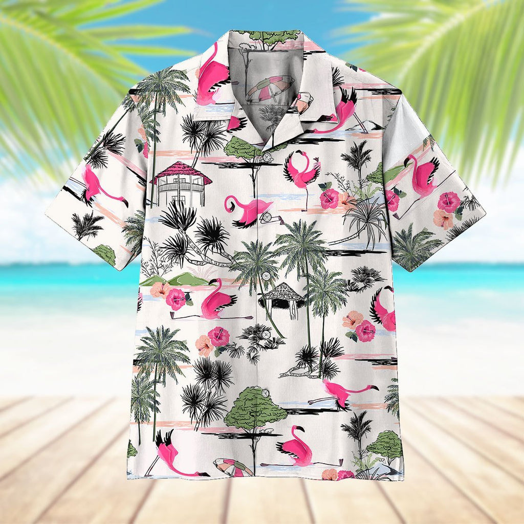 Gifury Flamingo Hawaii Shirt Vintage Yoga Flamingo Hawaiian Shirt Flamingo Aloha Shirt 2025