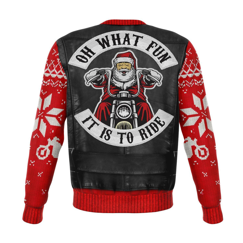 Gifury Motorcycle Ugly Christmas Sweater Christmas Oh What Fun It Is To Ride Biker Costume Red Sweater Motorcycle Sweater 2023