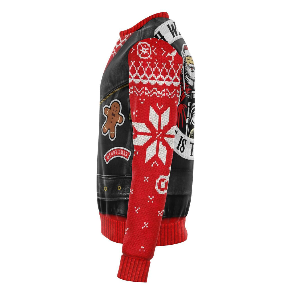 Gifury Motorcycle Ugly Christmas Sweater Christmas Oh What Fun It Is To Ride Biker Costume Red Sweater Motorcycle Sweater 2024