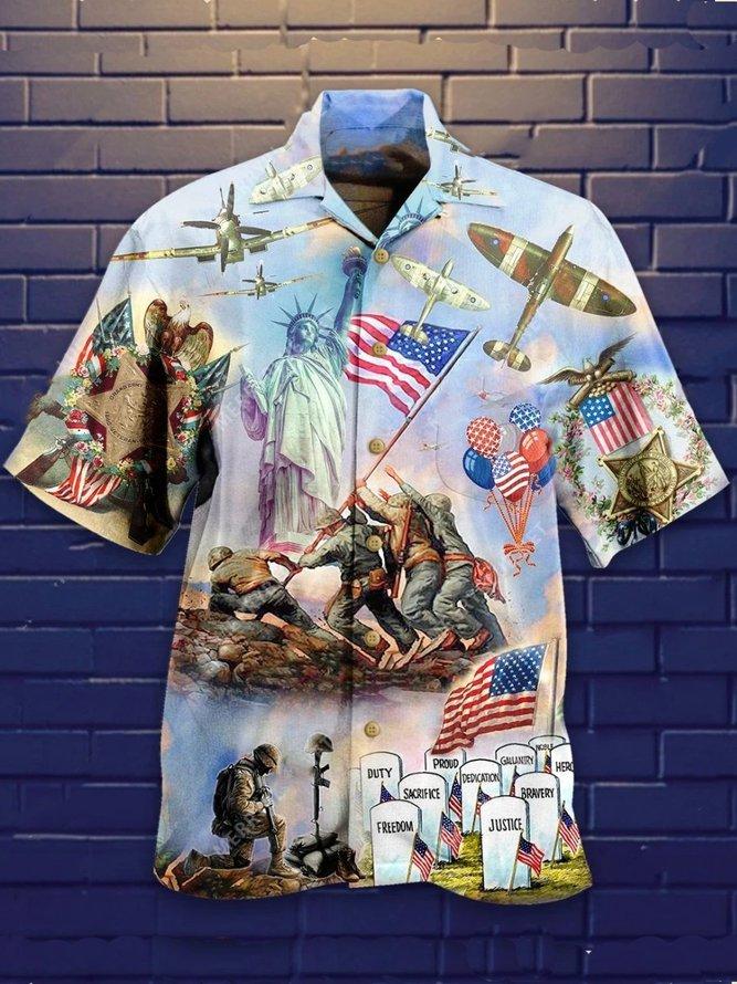 Veteran Hawaiian Shirt Happy Independence Day Aloha Shirt Unisex Full Size Adult
