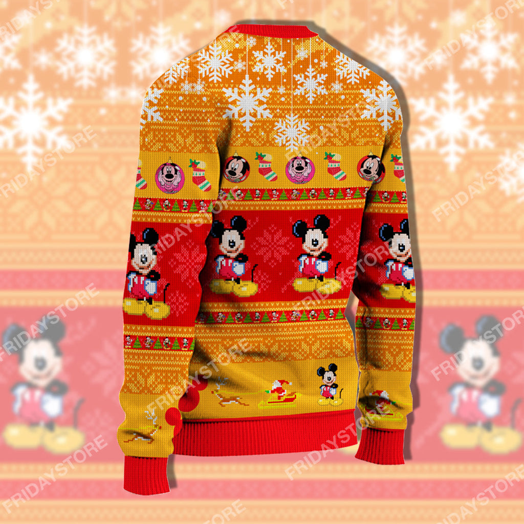  DN Sweater MK Mouse Orange Christmas Ugly Sweater Awesome DN MK Mouse Ugly Christmas