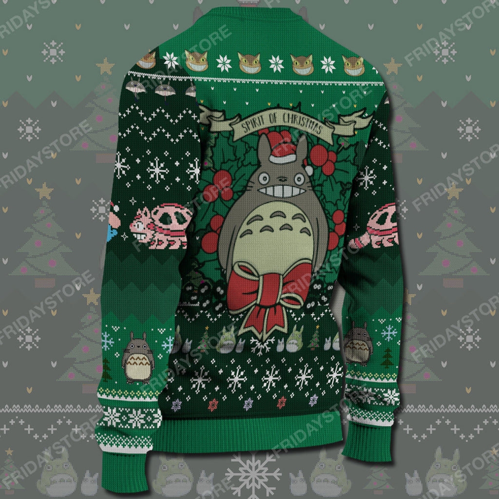  S.Ghibli Ugly Sweater S.Ghibli Totoro Spirit Of Christmas Sweater Awesome Totoro Ugly Sweater 