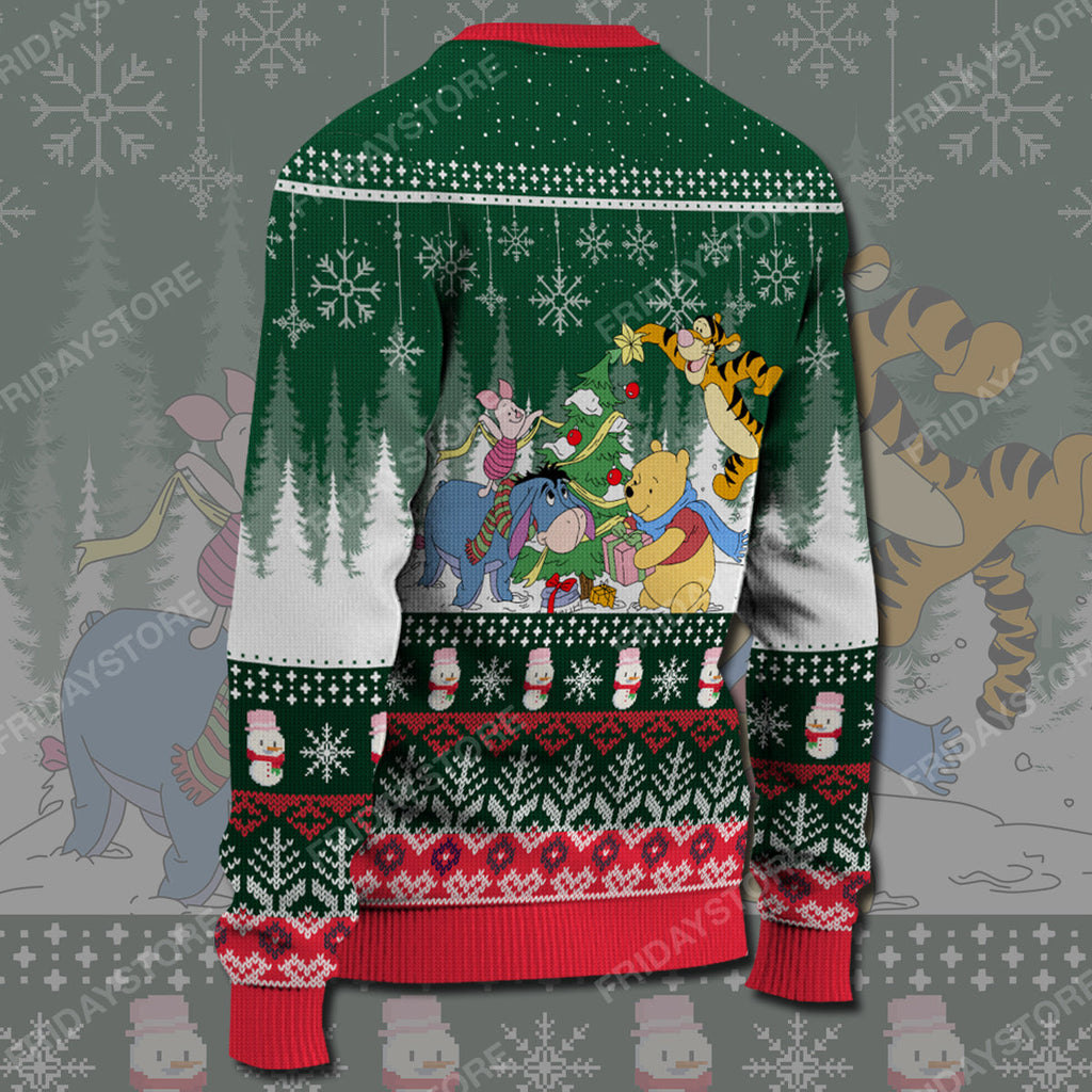  DN WTP Sweater Pooh With Candy Cane Christmas Ugly Sweater Awesome DN WTP Ugly Sweater