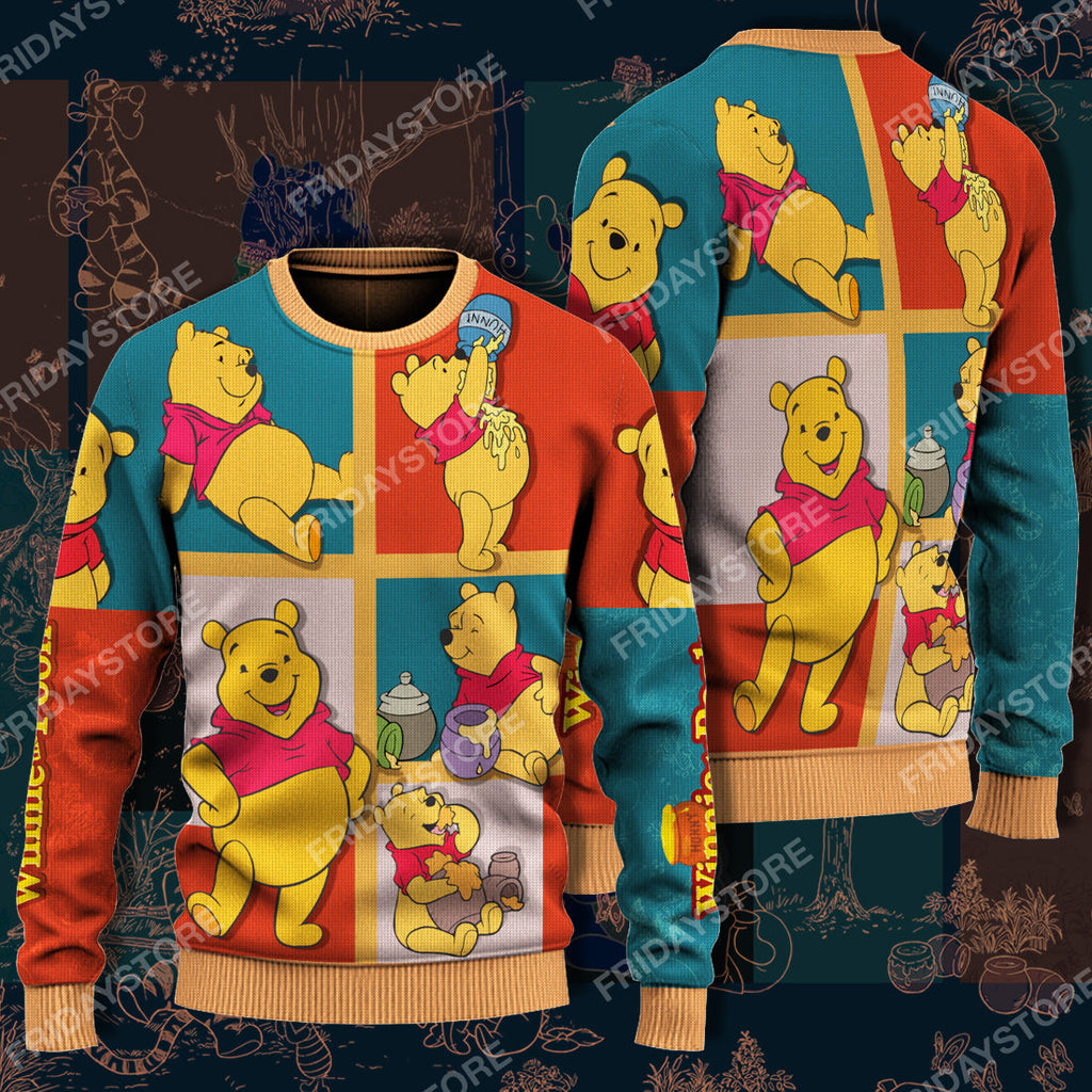  DN WTP Sweater Emotions Of Pooh Honey Ugly Sweater Cute Amazing DN WTP Ugly Sweater