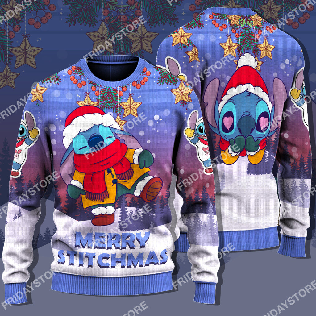  LAS Sweater Merry Stitchmas Adorable Christmas Ugly Sweater Amazing Cute DN Stitch Christmas Sweater