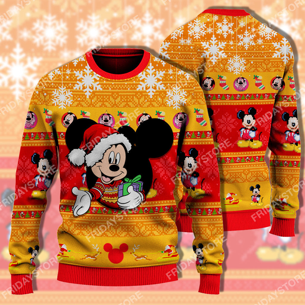  DN Sweater MK Mouse Orange Christmas Ugly Sweater Awesome DN MK Mouse Ugly Christmas