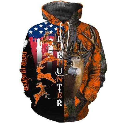 Gifury Hunting Hoodie Deer Hunting American Flag Orange 3d Hoodie Hunting T-shirt  Hunting Shirt Hunting Apparel 2022