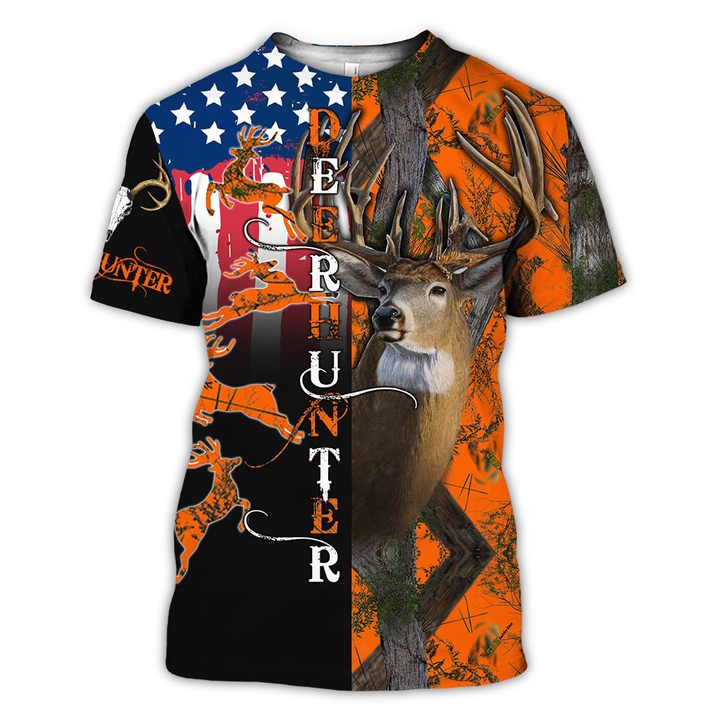 Gifury Hunting Hoodie Deer Hunting American Flag Orange 3d Hoodie Hunting T-shirt  Hunting Shirt Hunting Apparel 2023