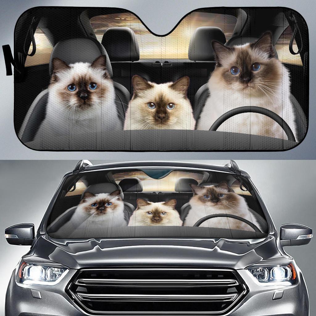 Gifury Cat Car Sun Shade Three Birman Cat Cat Lover Windshield Sun Shade Cat Windshield Sun Shade 2022