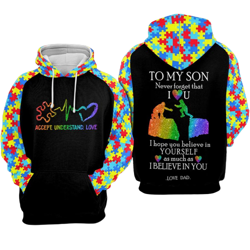  Father Autism Hoodie To My Son Never Forget That I Love You Hoodie Father's Day Gift Autism Apparel 2023