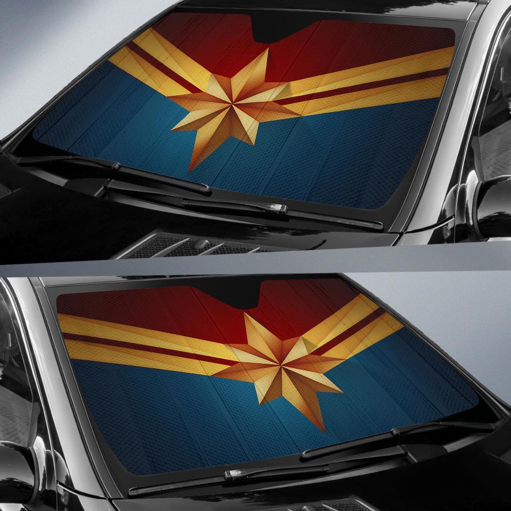 MV Windshield Sun Shade Captain Marvel Suit Car Sun Shade MV Car Sun Shade