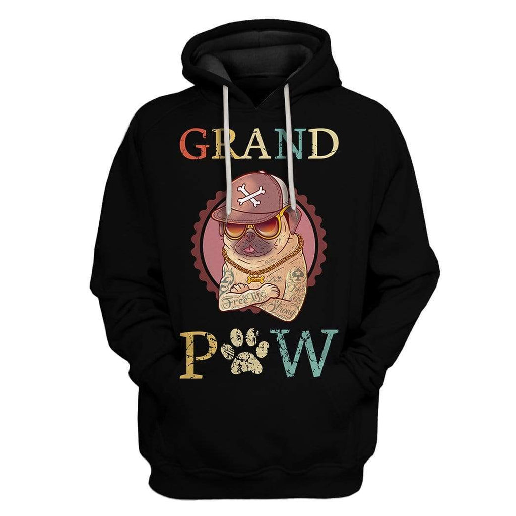 Gifury Granpa Pug Hoodie Grand Paw Dog Black 3D Hoodie Dog Apparel Dog Hoodie 2022