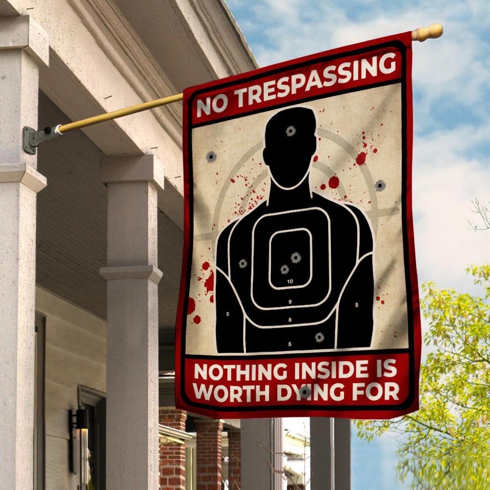 Gifury Halloween Flags No Trespassing Nothing Inside Is Worth Dying For Funny Halloween House Flag Halloween Garden Flag 2022