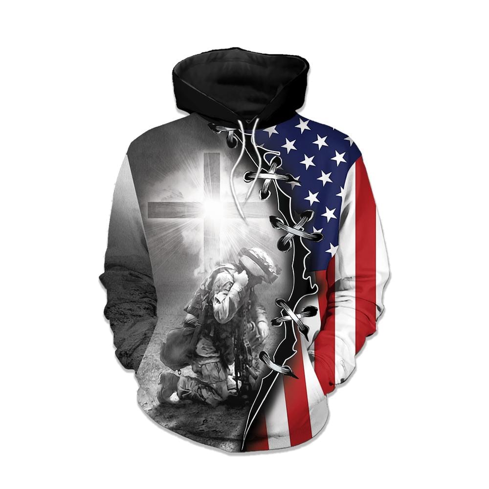 US Veteran Hoodie Love Of Christ 3D Shirt Hoodie For Army Soldier