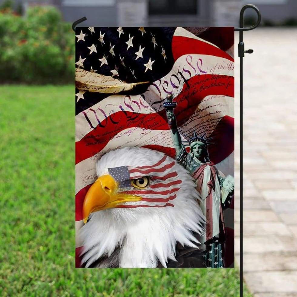 4th Of July Flags We The People Eagle Statue Of Liberty Garden Flag Fo ...