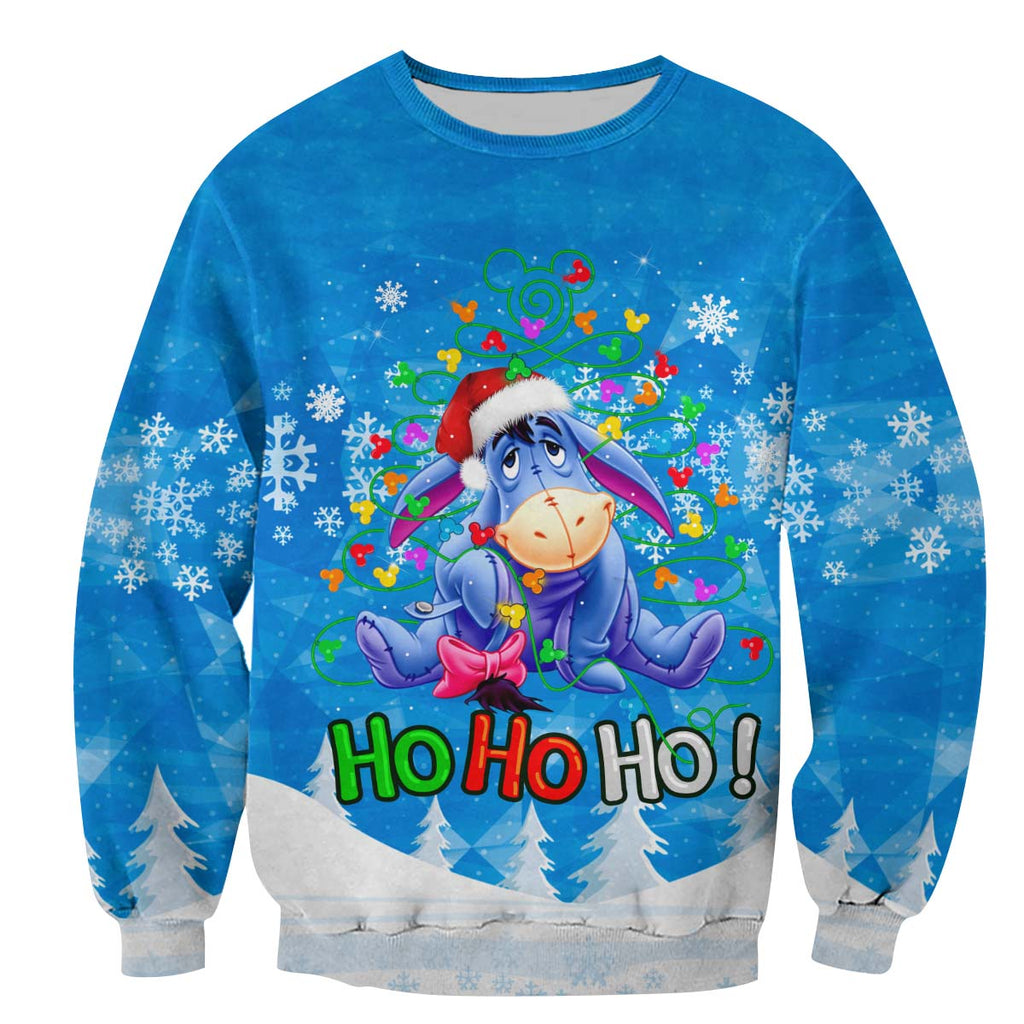  DN Christmas Sweater WTP Sweater Eeyore Hohoho Merry Christmas Blue Ugly Sweater