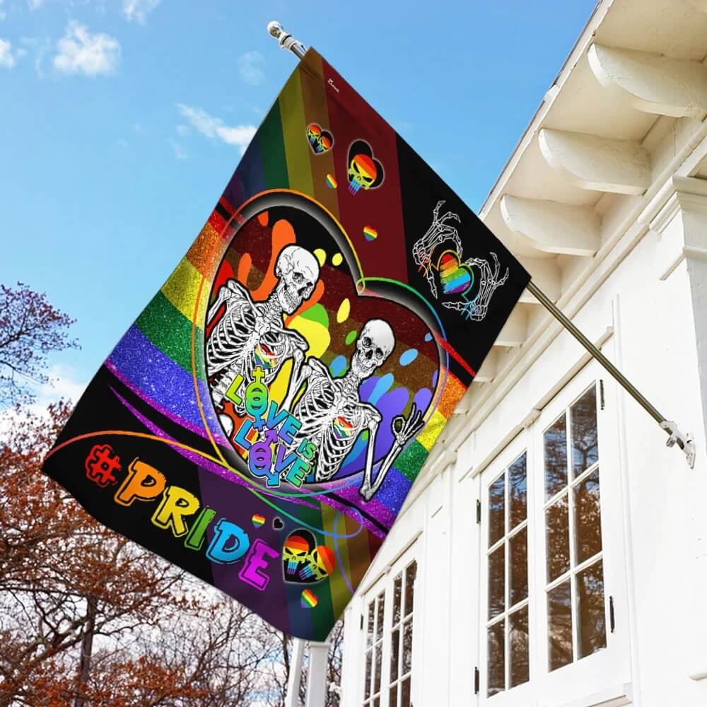  LGBT Pride Flag Skull Love Is Love LGBT Pride Garden And House Flag