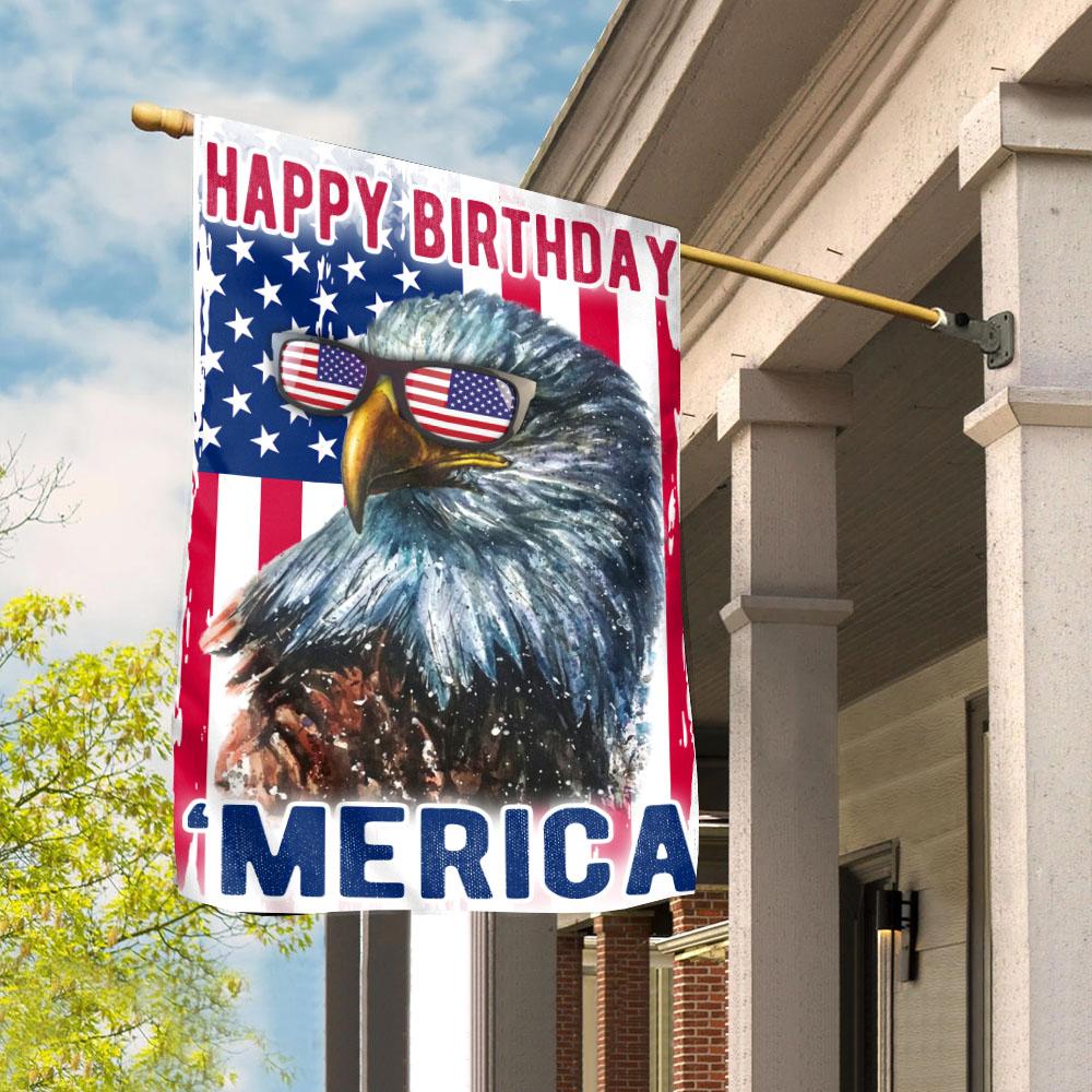 4th Of July Flags Happy Birthday America Cool Glasses Eagle House Flag Independence Day's Gift