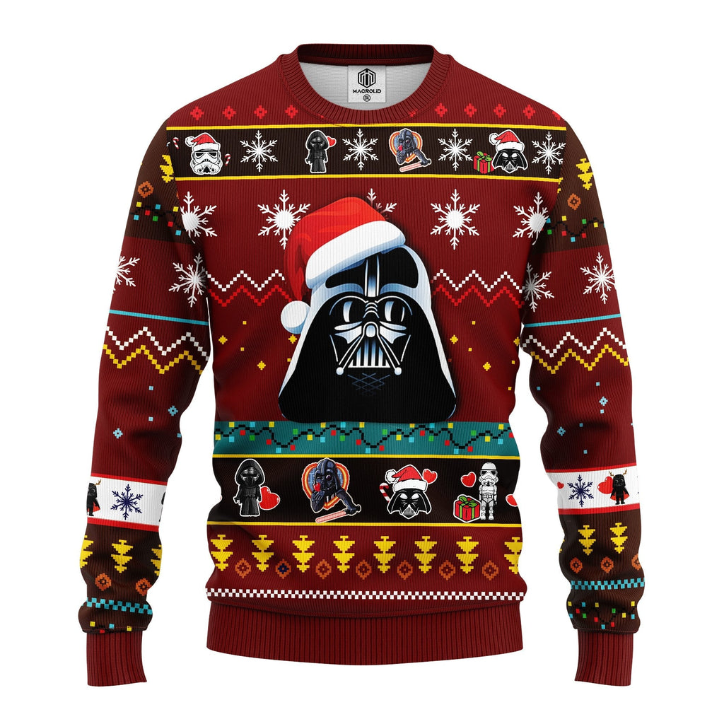 SW Christmas Sweater Darth Vader Pattern Red Ugly Sweater