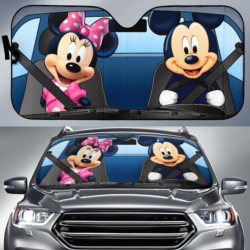  DN Car Sun Shade Minnie And Mickey Mouse Couple Cute Windshield Sun Shade
