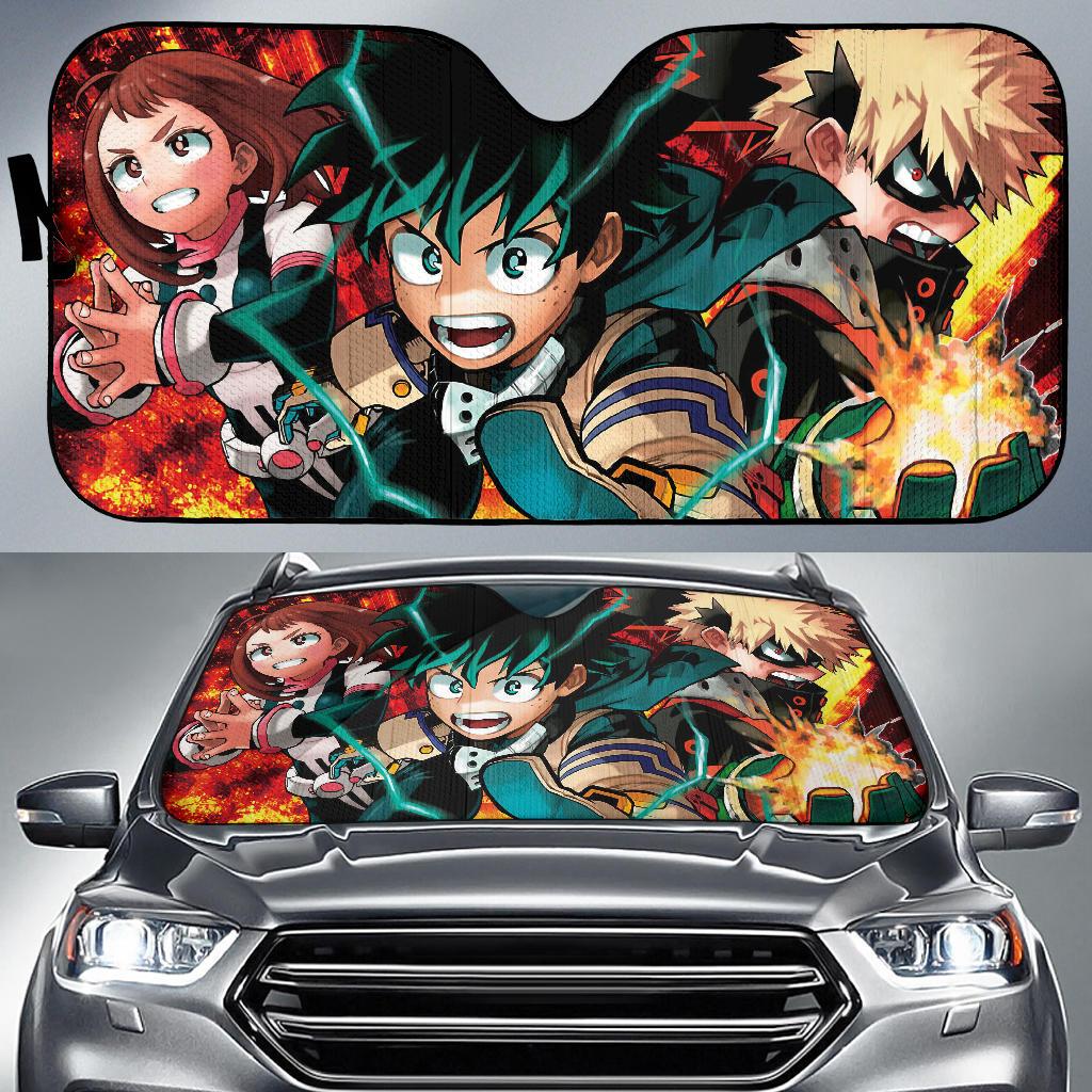  My Hero Academia Car Sun Shade Midoriya Izuku Bakugo Uraraka Ochako Windshield Sun Shade