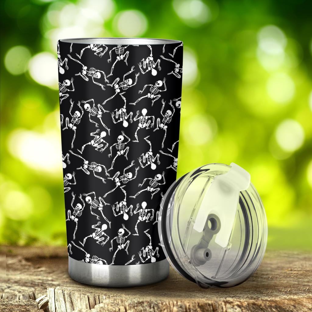 Gifury Skeleton Tumbler Cup 20 Oz Dancing Skeleton Black Tumbler 20 Oz Halloween Tumbler Skeleton Travel Mug 2023