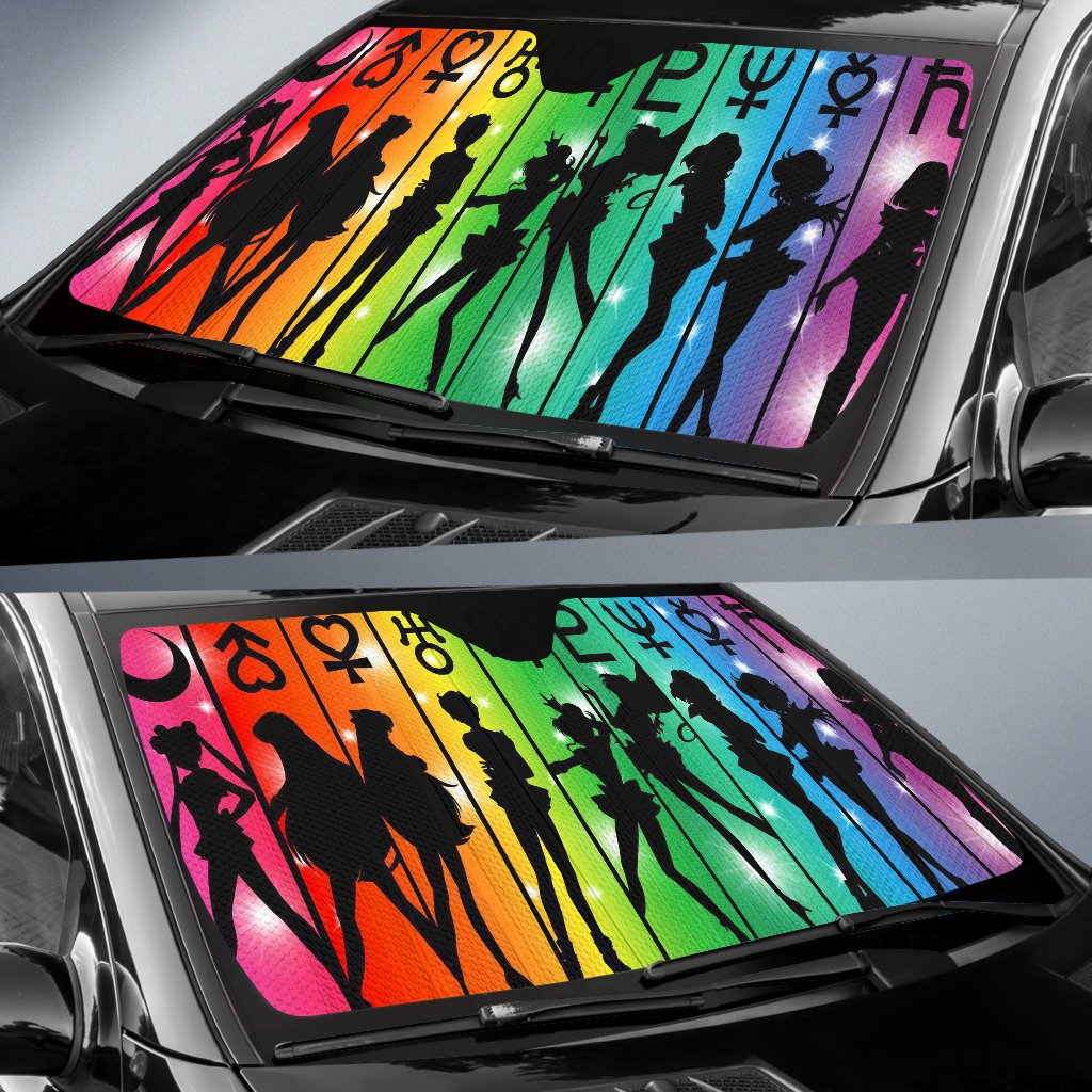 Sailor Moon Car Sun Shade Sailor Moon Team Silhouette Windshield Sun Shade