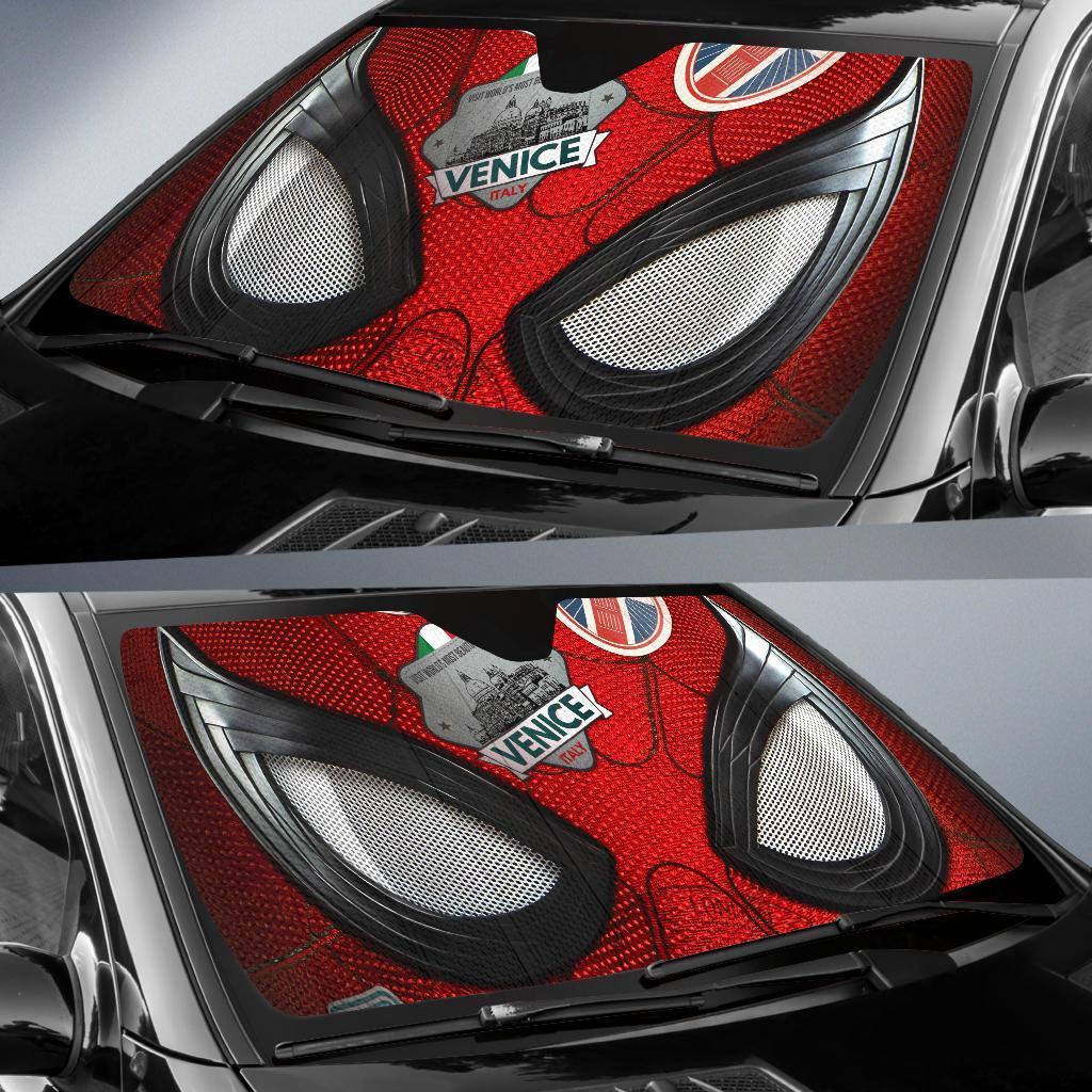MV Windshield Sun Shade Spider Man Far From Home Mask Car Sun Shade MV Car Sun Shade