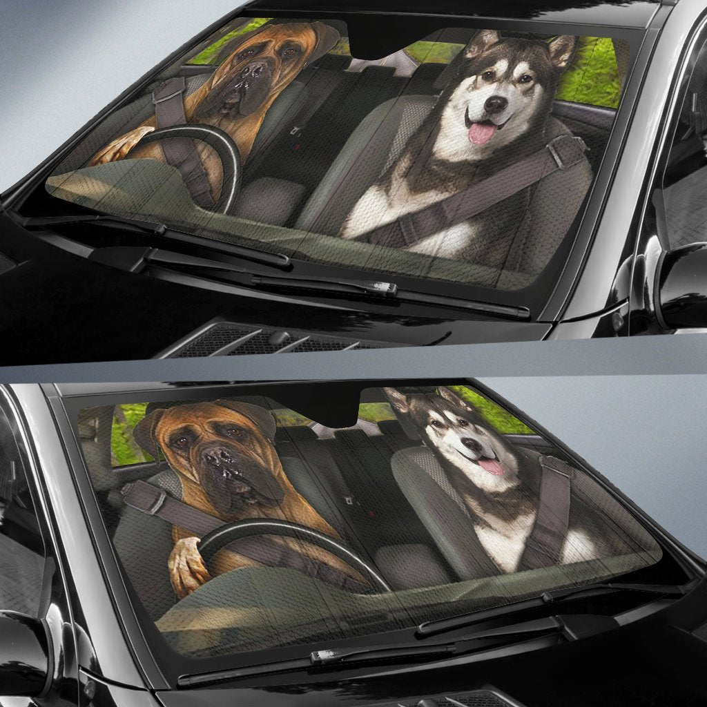 Gifury Dog Lover Car Sun Shade Boxer And Husky Windshield Sun Shade Dog Windshield Sun Shade 2023