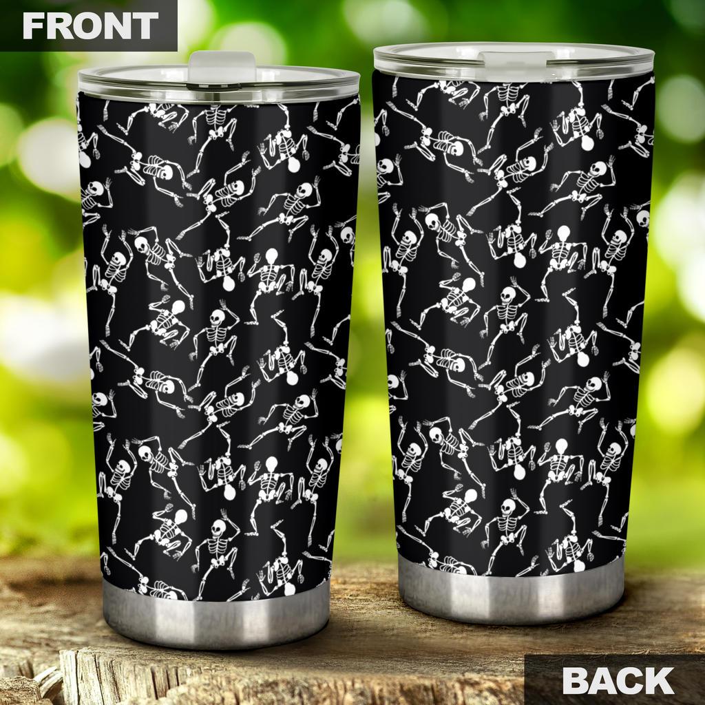 Gifury Skeleton Tumbler Cup 20 Oz Dancing Skeleton Black Tumbler 20 Oz Halloween Tumbler Skeleton Travel Mug 2022