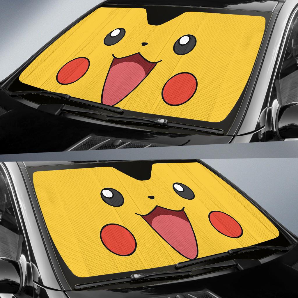  Pokemon Car Sun Shade Pikachu Cute Face Yellow Windshield Sun Shade
