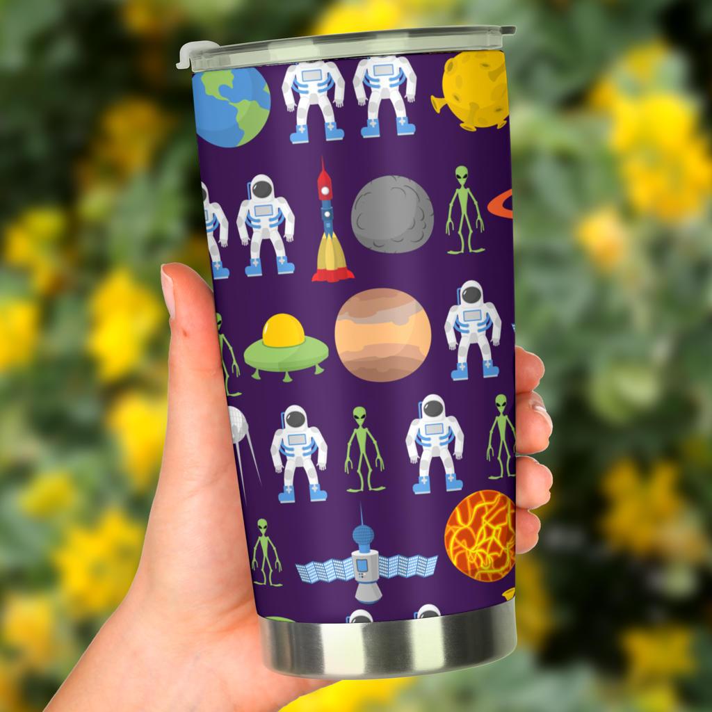 Gifury Alien Tumbler 20 oz Alien UFO Astronaut Planet Pattern Purple Tumbler UFO Tumbler Cup 2024