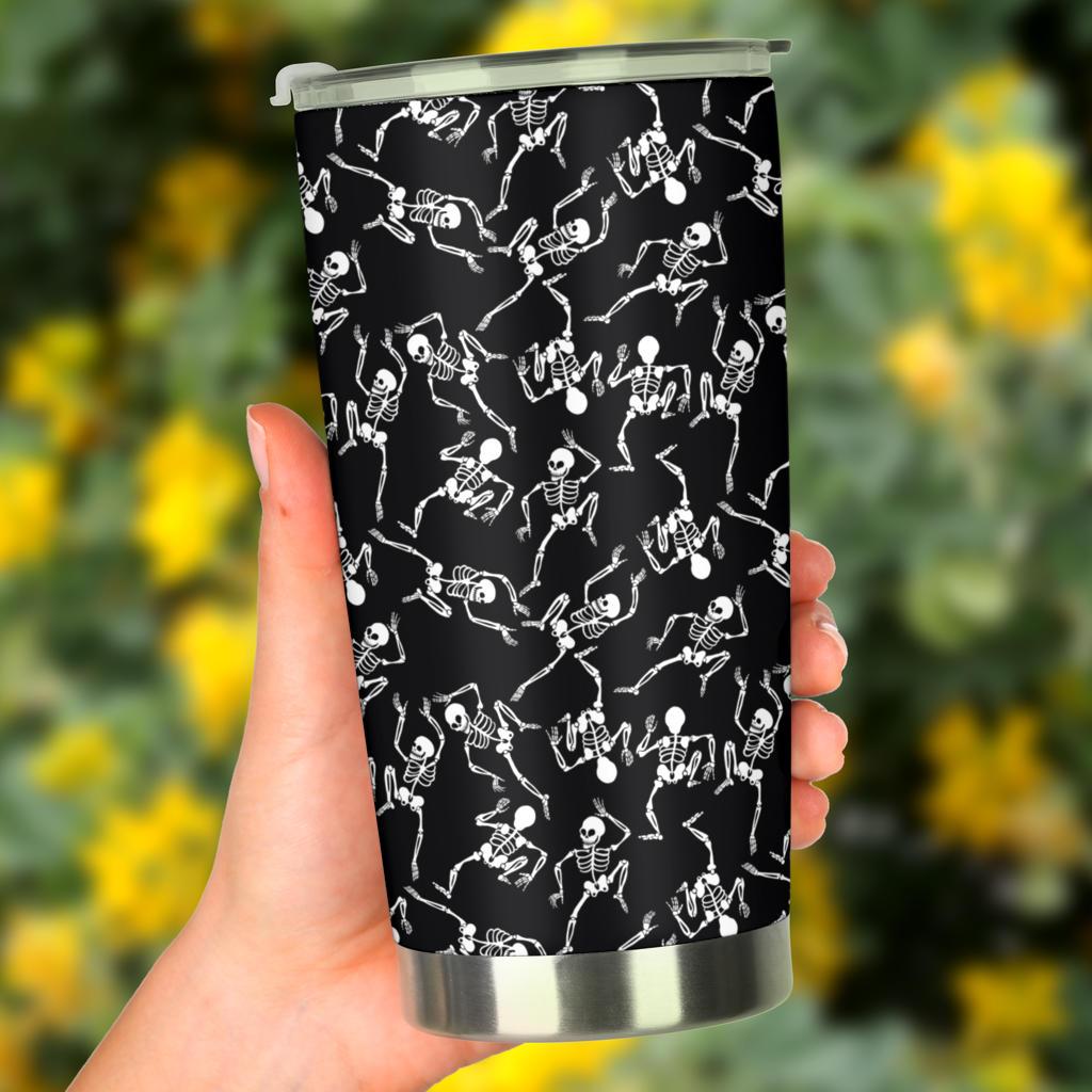 Gifury Skeleton Tumbler Cup 20 Oz Dancing Skeleton Black Tumbler 20 Oz Halloween Tumbler Skeleton Travel Mug 2024