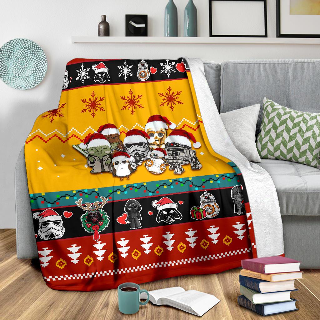 SW Blanket BB8 R2 D2 Chewbacca Chibi Cute Yellow Red Blanket