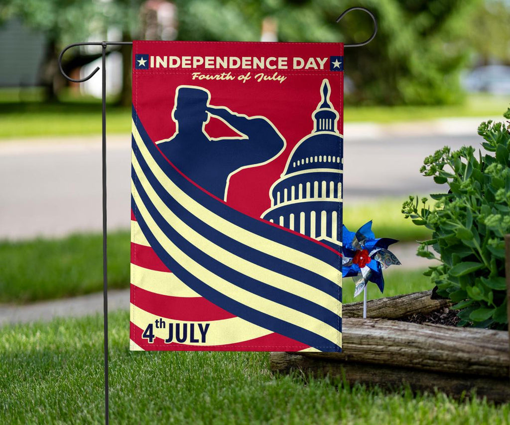 4th Of July Flags Independence Day Soldier Salute Garden And House Flag Fourth Of July Gift