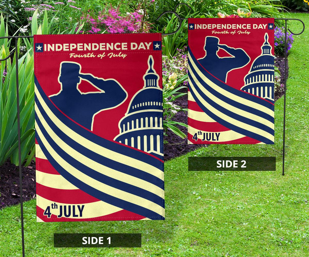 4th Of July Flags Independence Day Soldier Salute Garden And House Flag Fourth Of July Gift