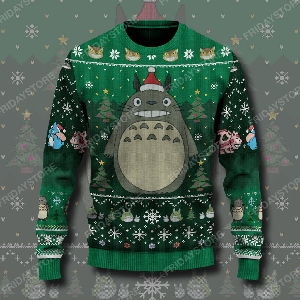  S.Ghibli Ugly Sweater S.Ghibli Totoro Spirit Of Christmas Sweater Awesome Totoro Ugly Sweater 