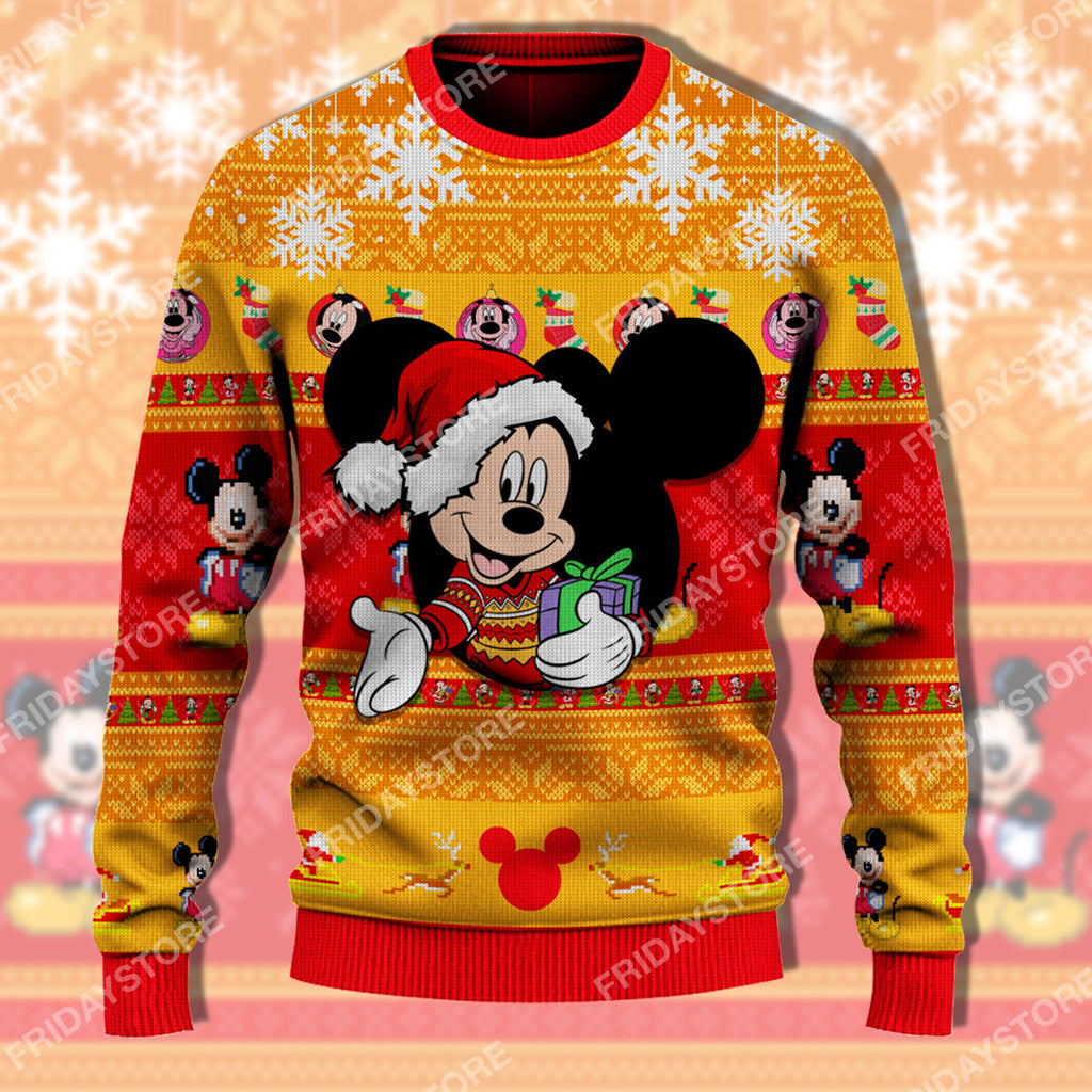  DN Sweater MK Mouse Orange Christmas Ugly Sweater Awesome DN MK Mouse Ugly Christmas