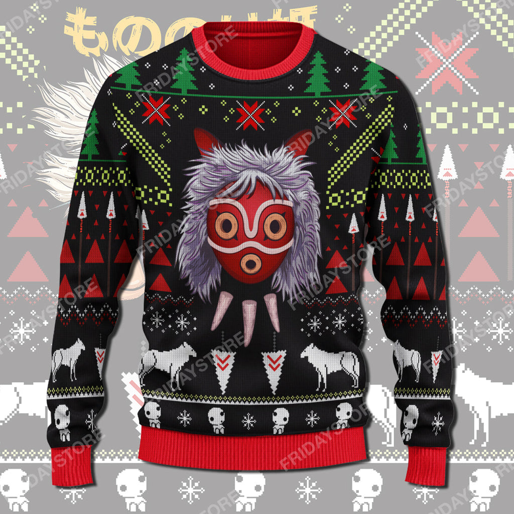  S.Ghibli Ugly Sweater S.Ghibli Princess Wolf Christmas Sweater Cute Amazing S.Ghibli Sweater 