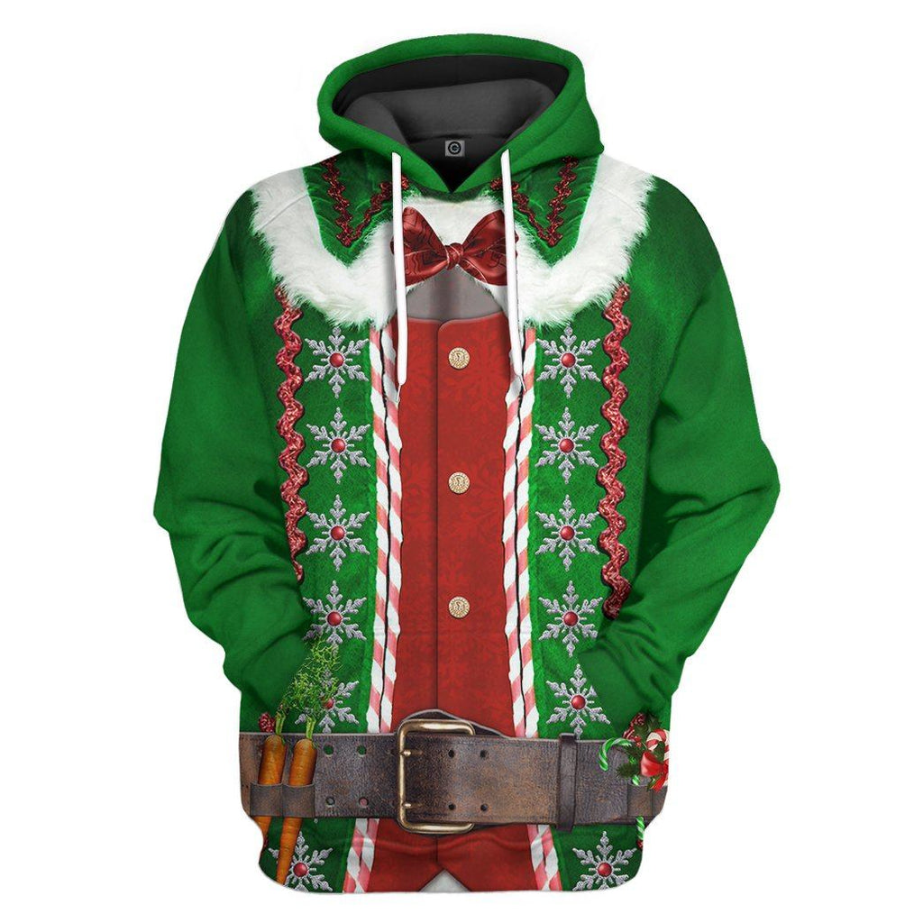 Gifury Christmas Elf Hoodie Elf Apparel Christmas Elf Costume Green 3d Hoodie 2023