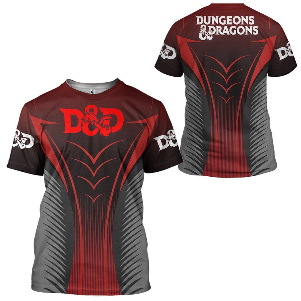  DnD T-shirt Dungeon And Dragon Logo Red Grey T-shirt Hoodie Fan Gift   