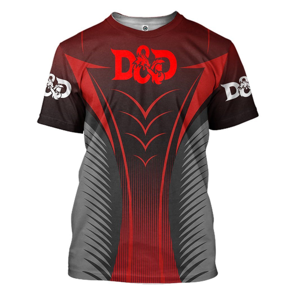  DnD T-shirt Dungeon And Dragon Logo Red Grey T-shirt Hoodie Fan Gift   