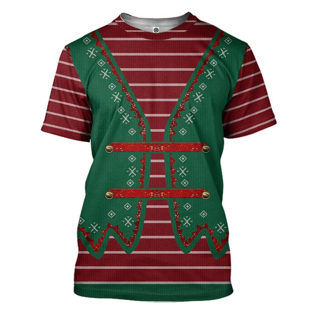 Gifury Christmas Elf Shirt Elf Apparel Christmas Elf Striped Red Green Hoodie Elf Hoodie 2026