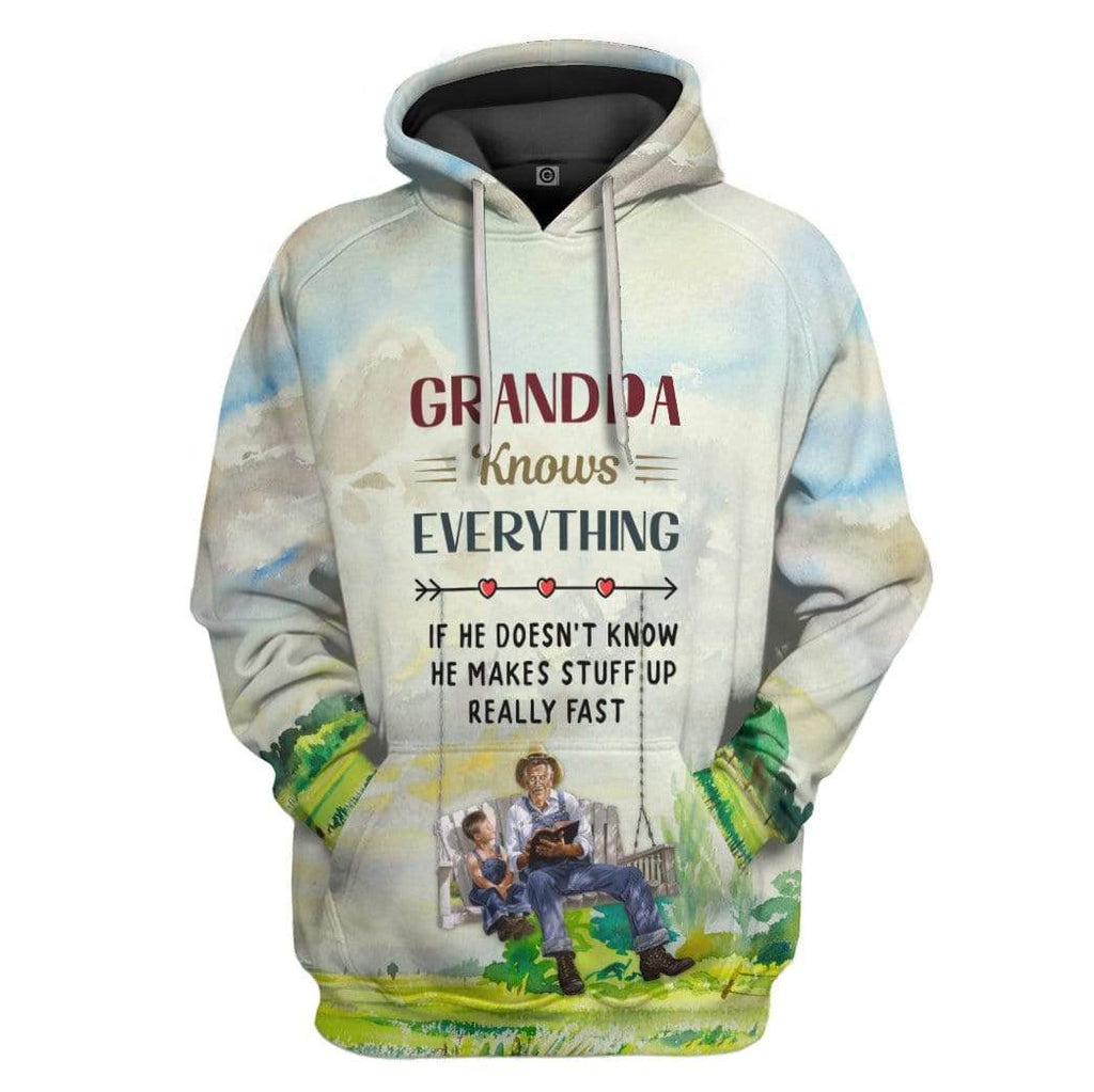 Gifury Grandpa Hoodie Grandpa Knows Everything 3D Hoodie Grandpa Apparel Father's Day Gift 2022