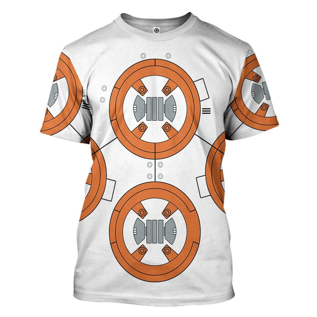  SW T-shirt SW BB8 Robot Costume 3d White Orange T-shirt Hoodie   